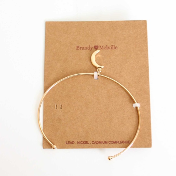 NWT Brandy Melville Gold Moon Charm Cuff Bracelet - Picture 2 of 5